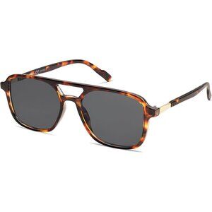 Sojos Women Mens Tortoise/Grey Trendy Rectangle Retro Aviator Shades Sunglasses